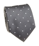 BOCARA Neckties Grey Polka Dot Silk Necktie
