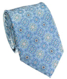 BOCARA Neckties Light Blue Medallion Silk Necktie