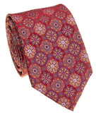 BOCARA Neckties Red Medallion Silk Necktie