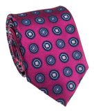 Magenta Pink Medallion Silk Necktie