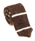 Brown Cream Wool Cashmere Knit Necktie