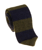 GEOFF NICHOLSON Knit Neckties Green Navy Alpaca Wool Necktie