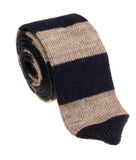 Beige Navy Alpaca Wool Necktie