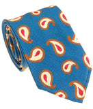 Blue Brown Paisley Italian Silk Necktie