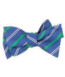 BOCARA Neckties Blue & Green Stripe Silk Bow Tie