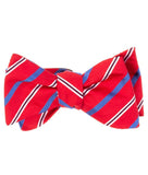 Blue & Red Stripe Silk Bow Tie