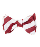 Maroon & White Wide Stripe Silk Bow Tie