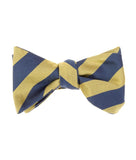 BOCARA Neckties Navy & Gold Silk Wide Stripe Bow Tie