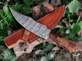 Custom Engraved Damascus Hunting Knife