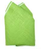 The Issac Jean Linen Pocket Square - Lime Green/White