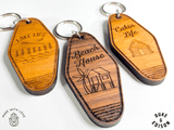 Wood Engraved Hotel Keychain