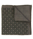Reversible Green/Gold Wool Melange Pocket Square