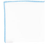 White/Blue Linen Pocket Square