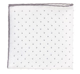 White/Grey Polka Dot Silk Twill Pocket Square