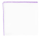 White/Lavender Linen Pocket Square
