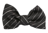 Formal Black/Grey Stripe Silk Bow Tie