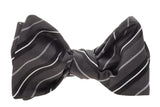 Formal Black/Grey Stripe Silk Bow Tie