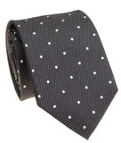 BOCARA Neckties Charcoal Grey Polka Dot Silk Necktie