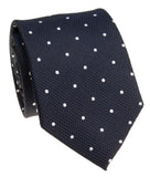 BOCARA Neckties Black and Blue Polka Dot Silk Necktie