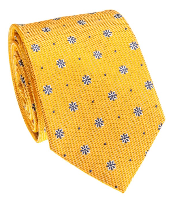 BOCARA Neckties Maize Yellow Medallion Silk Necktie