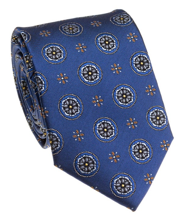 BOCARA Neckties Navy Medallion Silk Necktie