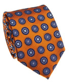 BOCARA Neckties Orange Medallion Silk Necktie