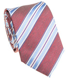 BOCARA Neckties Red & Blue Stripe Silk Necktie