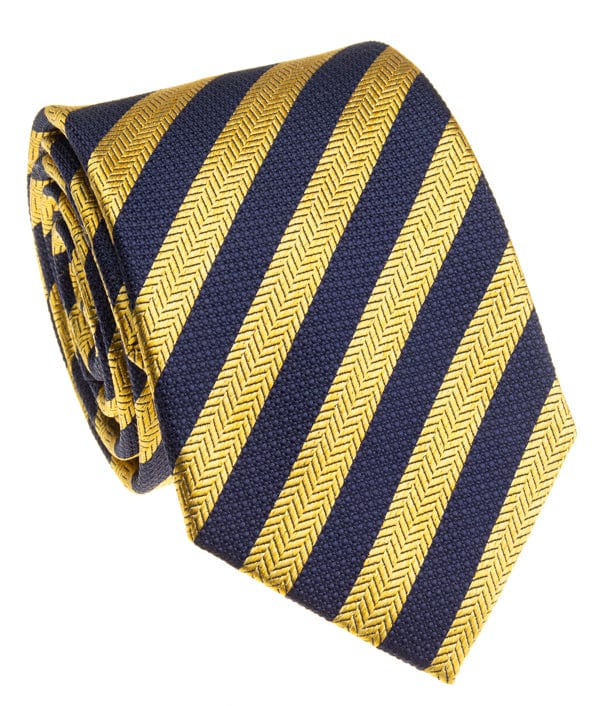 BOCARA Neckties Gold and Navy Stripe Necktie