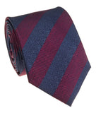 BOCARA Neckties Maroon and Navy Stripe Silk Necktie