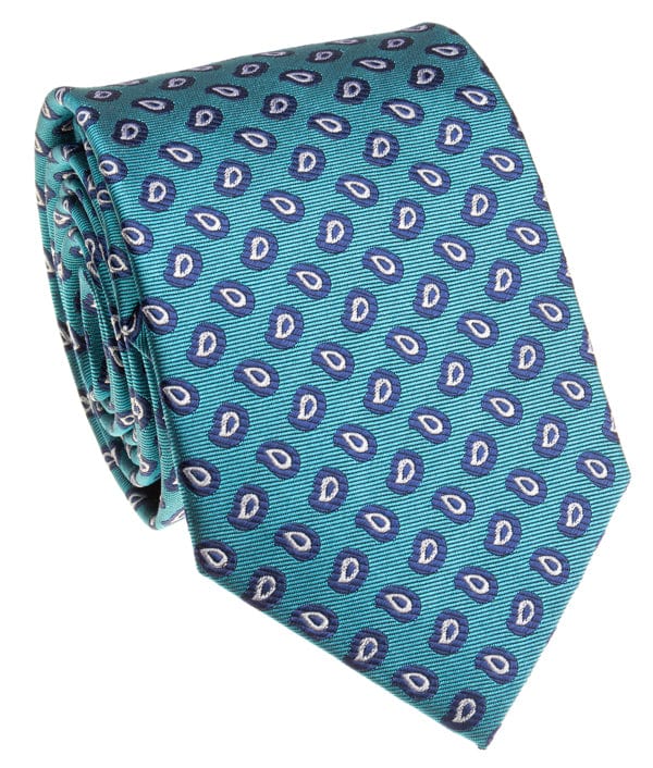 BOCARA Neckties Teal Paisley Silk Necktie