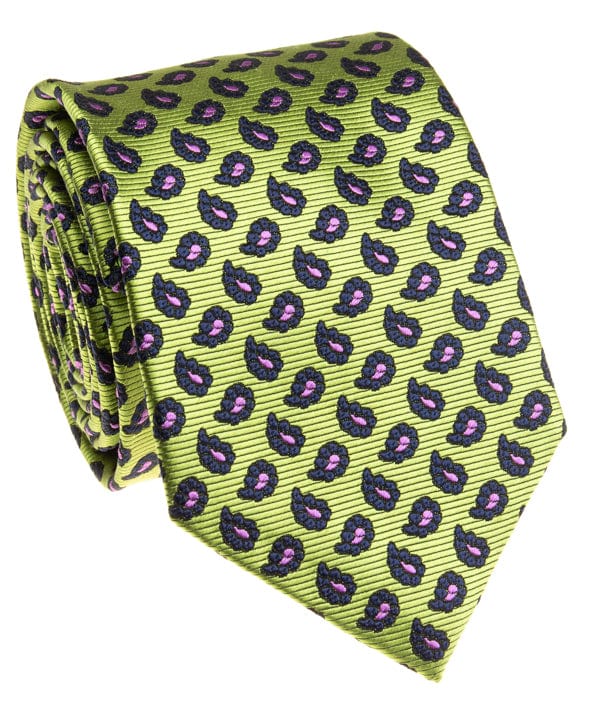 BOCARA Neckties Lime Green Paisley Silk Necktie