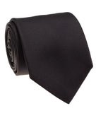 Black Micro Basket Solid Silk Necktie
