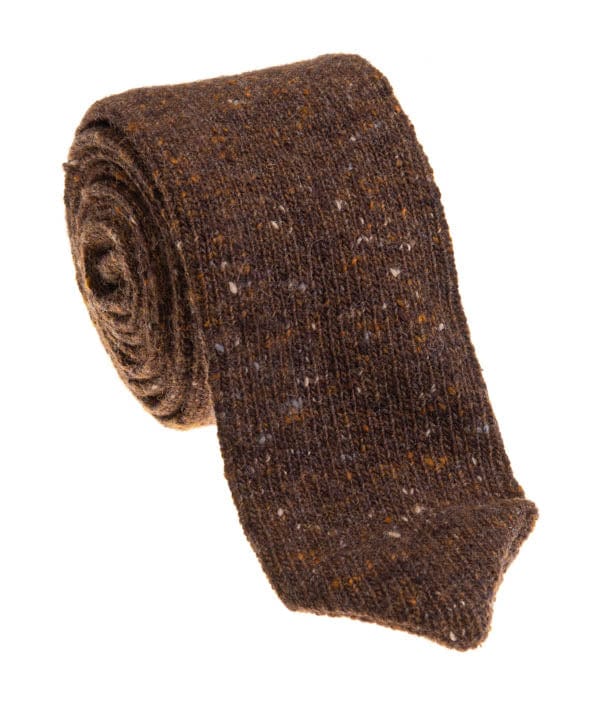 GEOFF NICHOLSON Knit Neckties Brown Knit Wool Cashmere Necktie