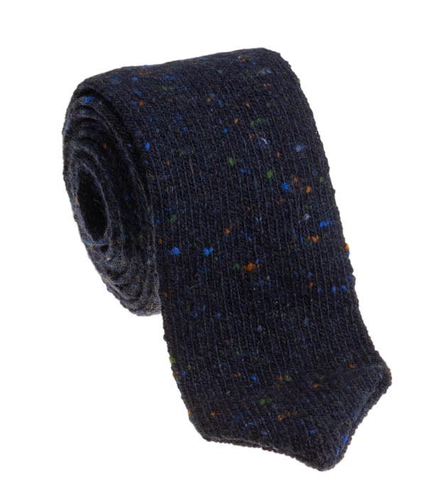 GEOFF NICHOLSON Knit Neckties Navy Knit Wool Cashmere Necktie