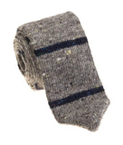 GEOFF NICHOLSON Knit Neckties Gray Navy Wool Cashmere Necktie