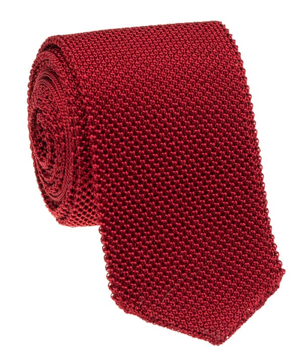 GEOFF NICHOLSON Knit Neckties Red Silk Knit Necktie