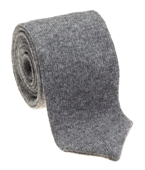 GEOFF NICHOLSON Knit Neckties Gray Wool Cashmere Necktie