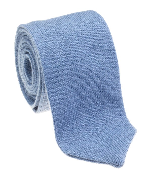 GEOFF NICHOLSON Knit Neckties Light Blue Wool Cashmere Necktie