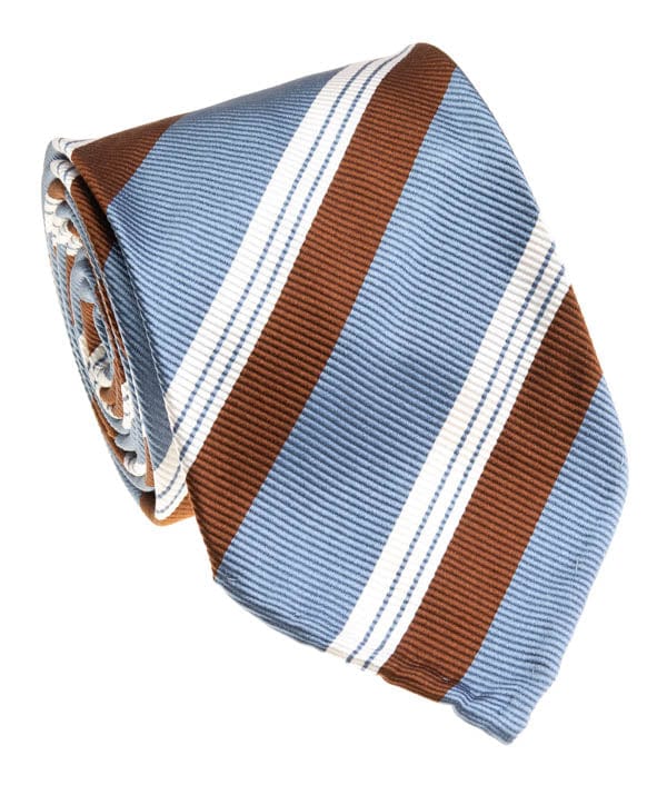 GEOFF NICHOLSON Rad Tad Silk Necktie Blue Brown Italian Silk Necktie