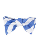 BOCARA Neckties Blue & White Wide Stripe Silk Bow Tie