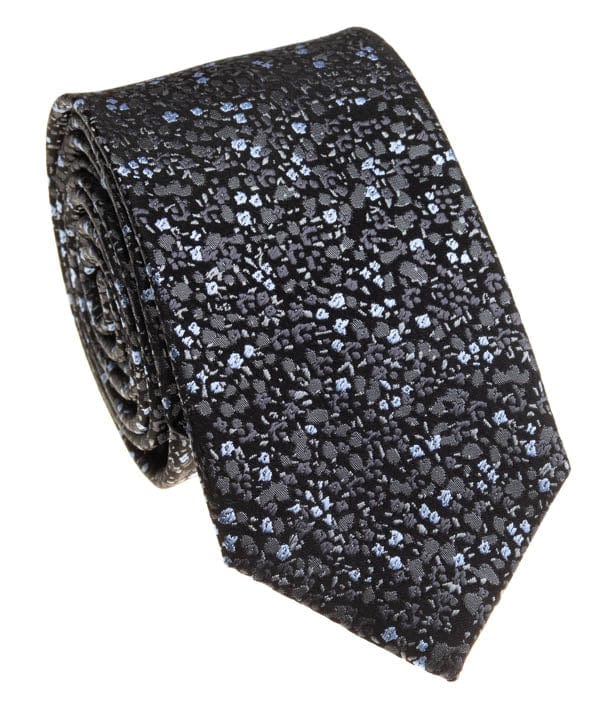 BOCARA Neckties Narrow Black Floral Silk Necktie