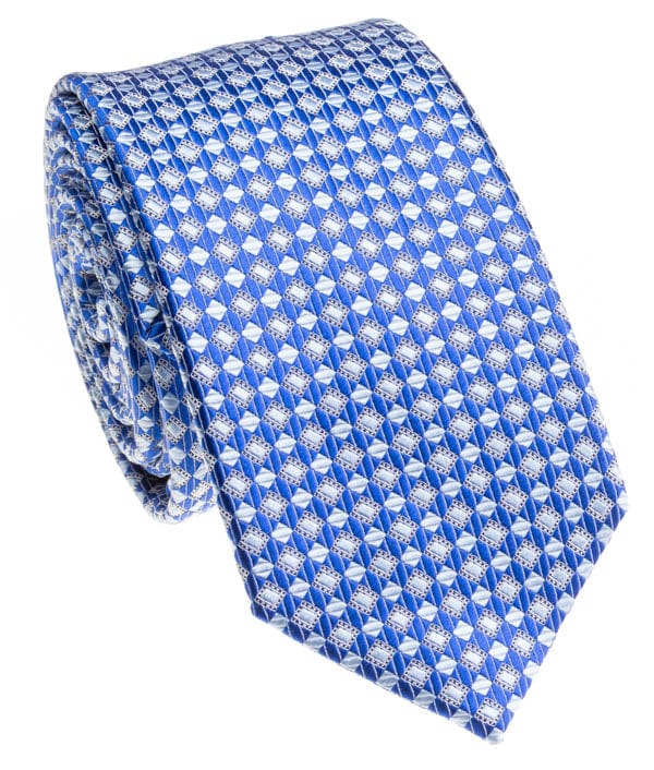 BOCARA Neckties Narrow Blue Medallion Silk Necktie