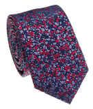 Narrow Blue/Red Floral Silk Necktie
