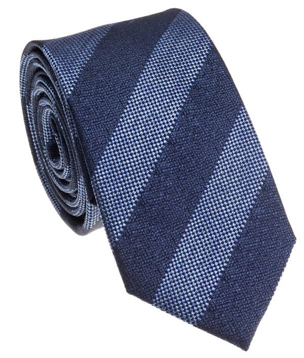 BOCARA Neckties Narrow Blue Stripe Silk Necktie