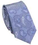BOCARA Neckties Narrow Light Blue Paisley Silk Necktie