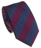 BOCARA Neckties Narrow Maroon/Navy Stripe Silk Necktie