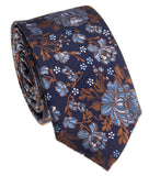 BOCARA Neckties Narrow Navy Floral Silk Necktie