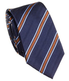 BOCARA Neckties Narrow Navy/Orange Stripe Silk Necktie