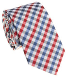 BOCARA Neckties Narrow Red/Blue Check Silk Necktie