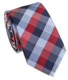 BOCARA Neckties Narrow Red/Navy Check Silk Necktie